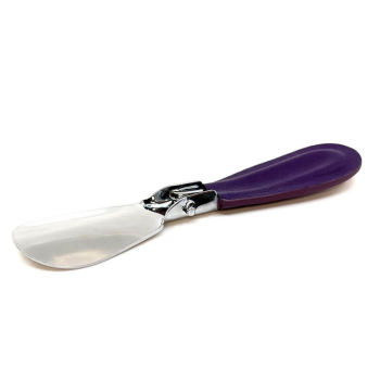 Trixi Gronau Schuhanzieher Cedric, Edelstahl, Ledergriff Dollaro purple, Rückseite offen